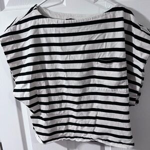 J. Crew Black and White Striped Tee Large